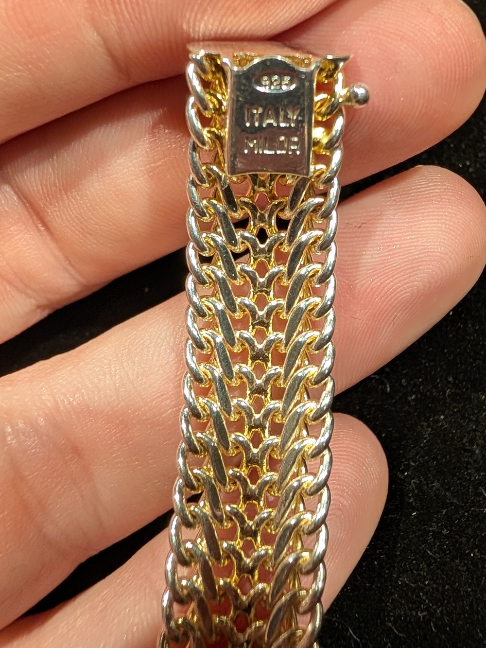 925 Sterling Silver Italian Made Milor Bracelet, 8 Inches, Vintage